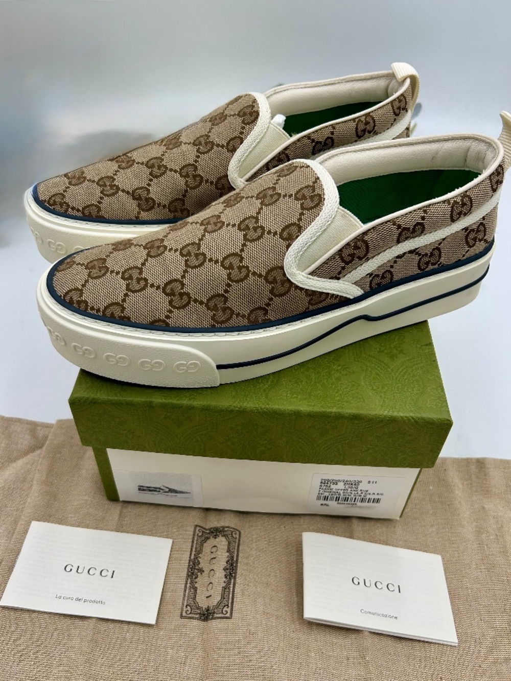 Women’s Gucci Tennis 1977 Slip-On Sneakers.  Size 38.5. Made in Italy.